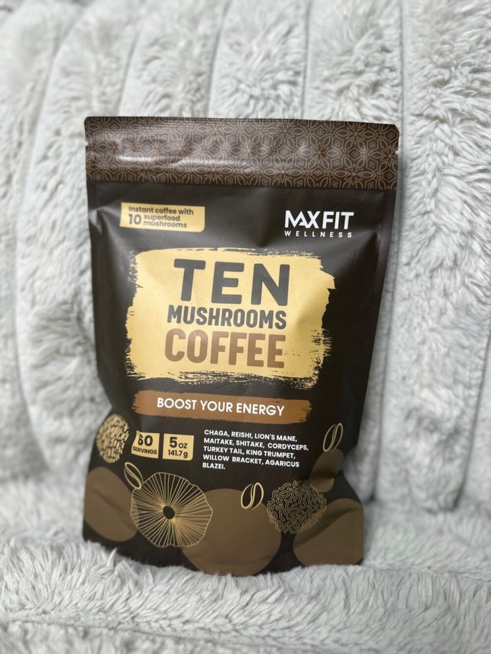 MXFit Ten Mushrooms Coffee 60 Servings 10 Mushroom Blend Instant Coffee 5 oz